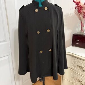 Black Double-Breasted Cape Coat